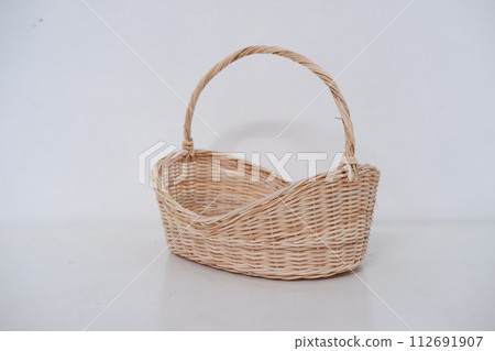beautiful wicker basket as a background 112691907