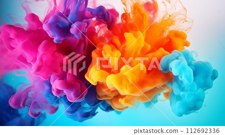 Colorful smoke plumes float beautifully in the air, AI Generated 112692336