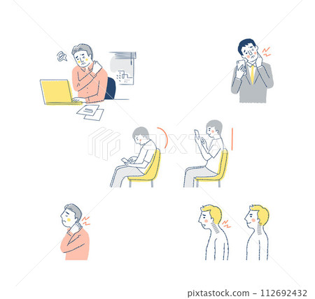 Stiff neck, stiff shoulders, straight neck 112692432