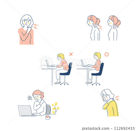 Stiff neck, stiff shoulders, straight neck 112692433
