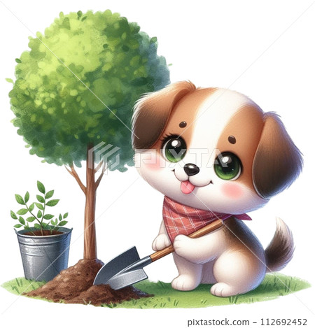 dog planting trees clipart watercolor dog planting trees clipart watercolor 112692452