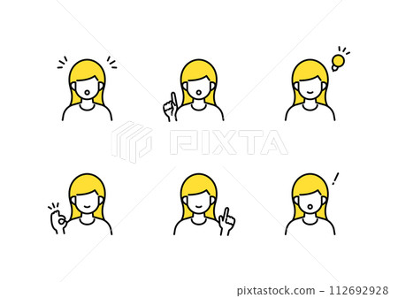 Simple line drawing people icon set 112692928