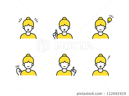 Simple line drawing people icon set 112692929