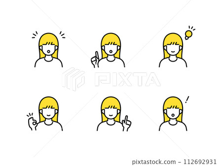 Simple line drawing people icon set 112692931