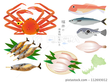 Fukui seafood illustration set 112693012