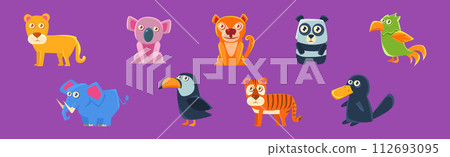 Wild African Animal and Zoo Beast Vector Set 112693095
