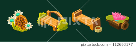 Video Game Garden Decoration Collection Of Elements Vector Set Video Game Garden Decoration Collection Of Elements Vector Set 112693177