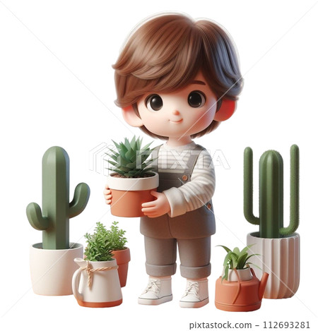 child holding tree 3d render illustration 112693281