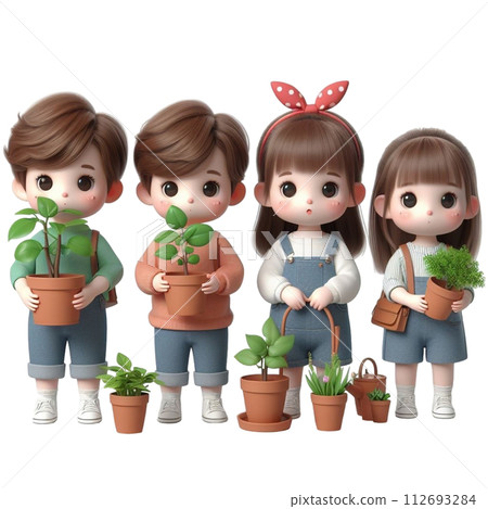 child holding tree 3d render illustration 112693284