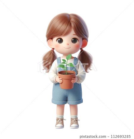 child holding tree 3d render illustration 112693285