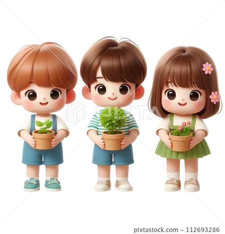 child holding tree 3d render illustration 112693286