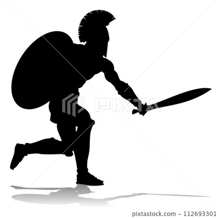 Spartan Silhouette Gladiator Trojan Greek Warrior 112693301