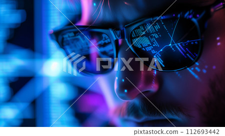 Hacker Programmer in Front of a Computer Screen 112693442