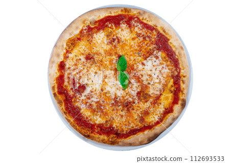 Margherita pizza mozzarella cheese tomato sauce basil International pizza day Margherita pizza mozzarella cheese tomato sauce basil International pizza day 112693533