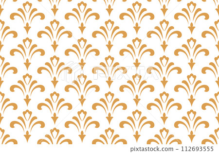 Flower geometric pattern. Seamless vector background. Golden and white ornament 112693555