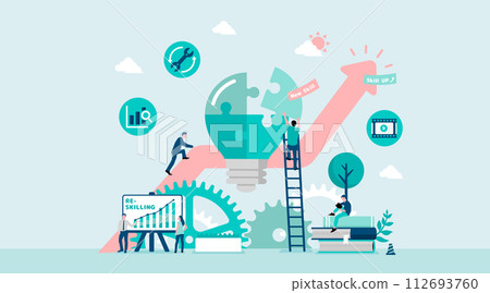 Reskilling/skill up vector banner illustration Reskilling/skill up vector banner illustration 112693760