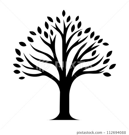 black vector tree icon on white background 112694088