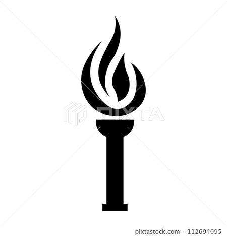 black vector torch icon on white background 112694095