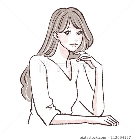 婦女和女孩插畫素材 112694137