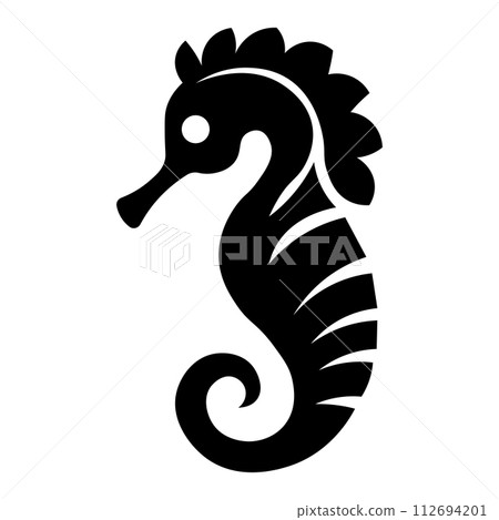 black vector seahorse icon on white background 112694201