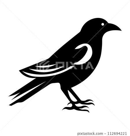 black vector raven icon on white background black vector raven icon on white background 112694221