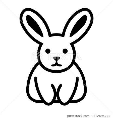 black vector rabbit icon on white background 112694229