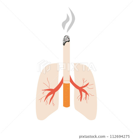Stop smoking symbol. World no tobacco day Cigarette and lung. Vector flat illustration. 112694275