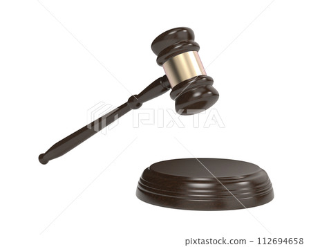 Wooden gavel and round sound block Wooden gavel and round sound block 112694658