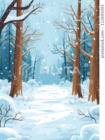 Winter Forest with Snow-Covered Trees Illustration 112695093