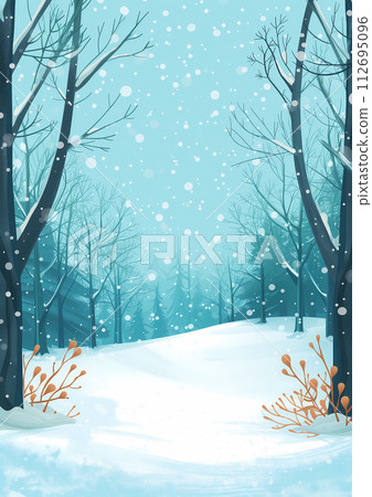Winter Forest with Snow-Covered Trees Illustration Winter Forest with Snow-Covered Trees Illustration 112695096