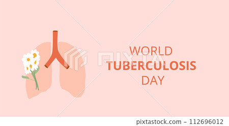 World tuberculosis day banner template. Awareness about disease. Vector flat illustration. World tuberculosis day banner template. Awareness about disease. Vector flat illustration. 112696012