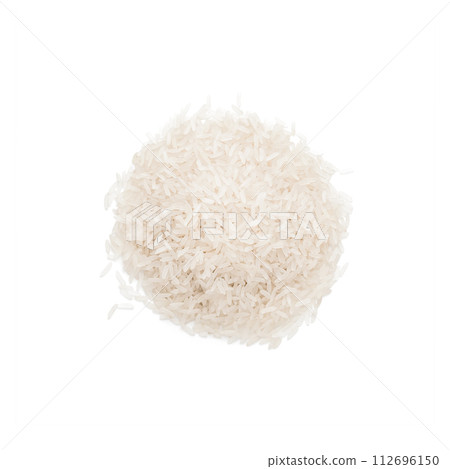 Heap of dry uncooked white long-grain rice. Top view. High quality photo. Heap of dry uncooked white long-grain rice. Top view. High quality photo. 112696150