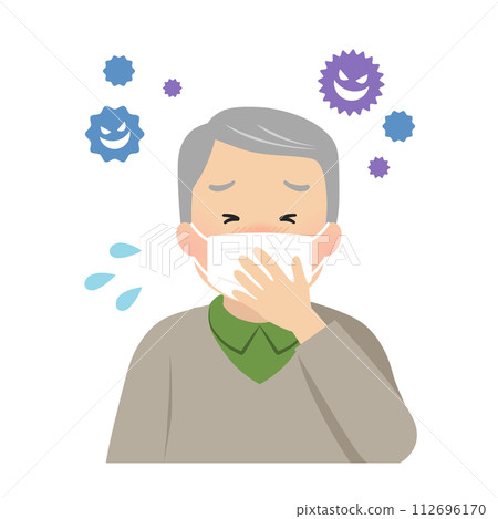 Vector illustration of a senior man with a cold Vector illustration of a senior man with a cold 112696170