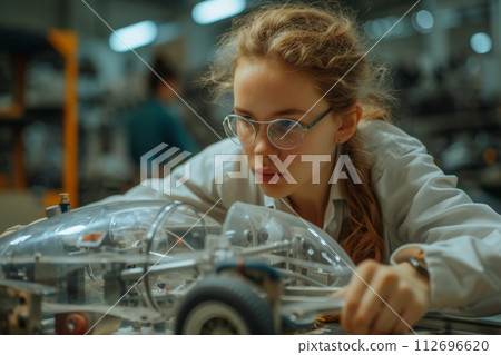 An engineer makes an airplane model 112696620