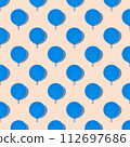 Seamless pattern of blue balloons isolated on pink background. Holidays and love concept. 112697686