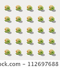 Pattern of sweet rolls with green cream and soft cheese isolated on white background. 112697688