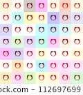 Multicoloured paperclips on white background. Paper clips pattern. 112697699