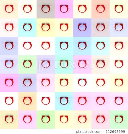 Multicoloured paperclips on white background. Paper clips pattern. 112697699