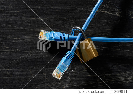 network cable and padlock 112698111