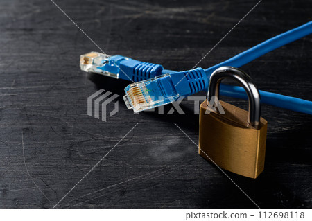 network cable and padlock network cable and padlock 112698118