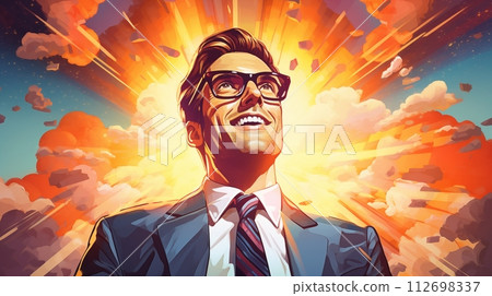 Energetic young businessman works with passion and strong confidence .AI Generated 112698337