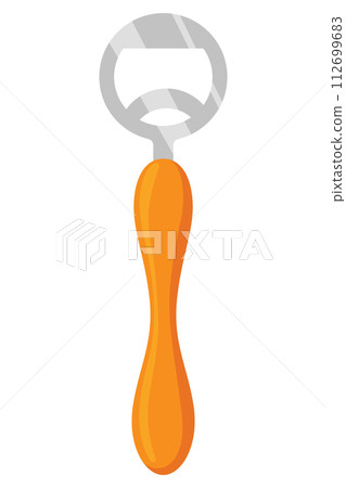 Bottle opener. Vector cartoon icon. Tool for open isolated on white background. Flat style sign Bottle opener. Vector cartoon icon. Tool for open isolated on white background. Flat style sign 112699683