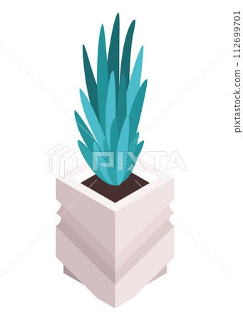 Isometric garden furniture isometric icon, bush. Vector terrace outdoor lounge or patio element, isolated on white background 112699701