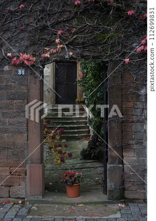 Entrance to an old building Entrance to an old building 112699831