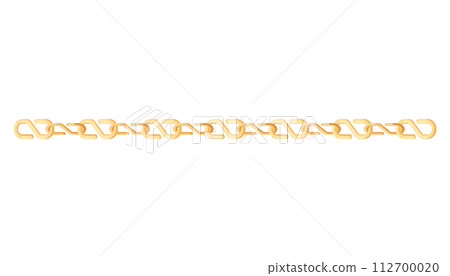 Metal chainlets with variety chain links. Gold vector illustration isolated on white background. Jewelry from precious metals. For jewelry store ad, fashion concept 112700020
