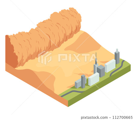Sand storm. Natural disaster vector illustration Sand storm. Natural disaster vector illustration 112700665