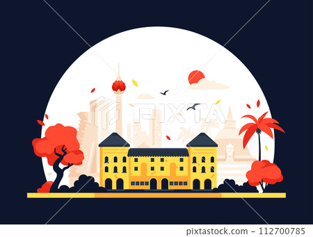 Sights of Sri Lanka - modern colored vector illustration 112700785