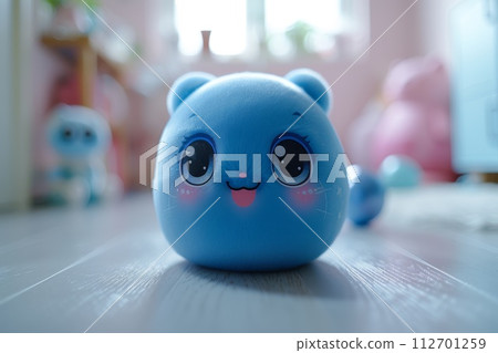 cute blue monster. A cartoon character. Illustration 112701259