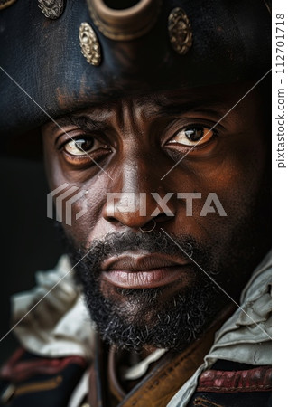 A close-up portrait of an African-looking pirate. The African Pirate 112701718