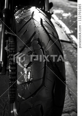 The rear wheel on a motorcycle. Ride concept The rear wheel on a motorcycle. Ride concept 112701865
